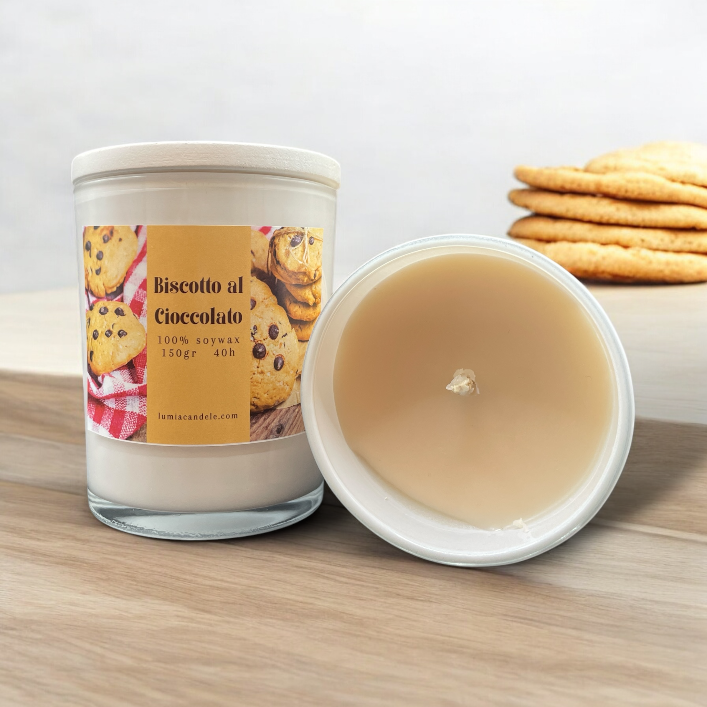 CANDELA CONTENITORE BISCOTTO CIOCCOLATO